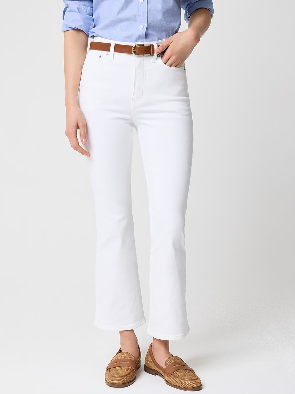 NWT J Crew Ankle flare jean in signature stretch white womens 29 preppy nautical